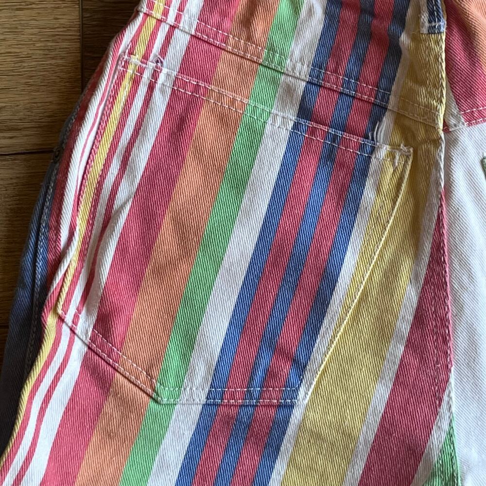 Vtg GoodFellows Clothing Co High Rise Half Striped Jean Shorts 7/8 Button Fly - Picture 7 of 10